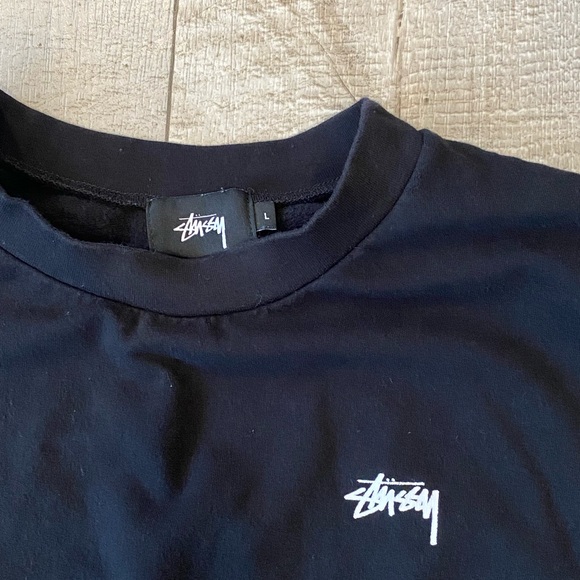 Stussy Black Sweatshirt Crewneck Big Logo Medium* - Picture 2 of 3